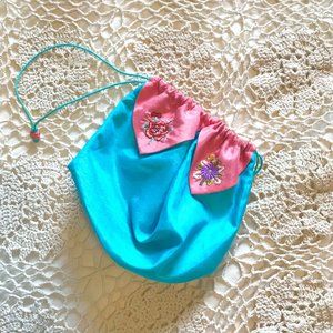Vintage Drawstring Embroidered Fairy Petal Pouch